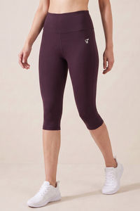 Zelocity Quick Dry Training 3/4th Leggings - Purple Plumeria — thumbnail 2